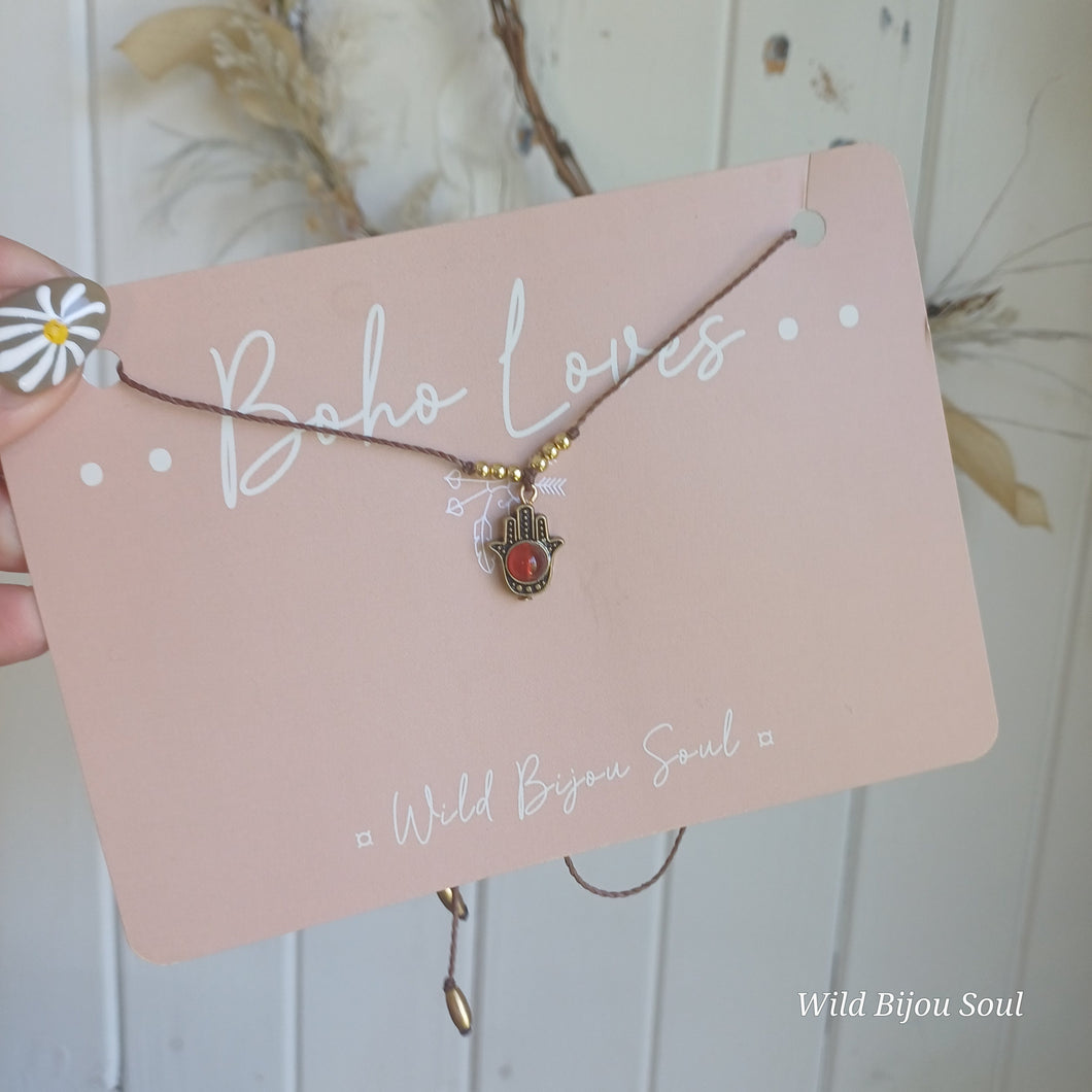 Carnelian Hamsa Hand Necklace